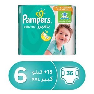 Pampers - Baby-Dry Diapers, Size 6, Extra Large, 13+ kg, Jumbo Pack, 36 Count