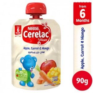 سيريلاك - طعام مهروس للأطفال بالتفاح، الجزر والمانجو 90 جم (من 6 اشهر)