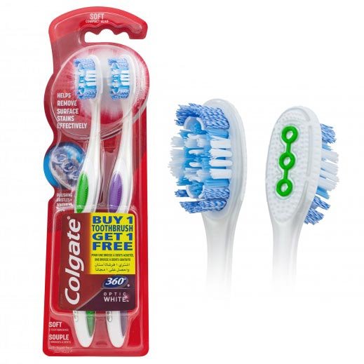 كولجيت - فرشاة أسنان أوبتيك وايت 360 سوفت 2 حبة