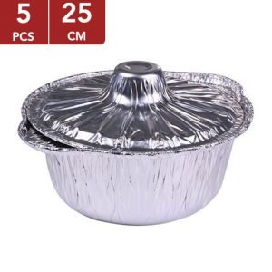 Hotpack Aluminum Foil Container  With Lid Size 25 cm – 5 pieces